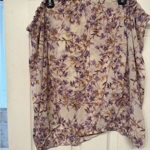 Floral Purple and Cream Women's Top
